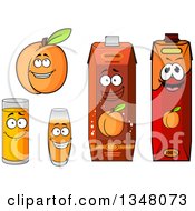 Poster, Art Print Of Cartoon Apricot Character And Juices 4
