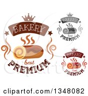 Clipart Of Bakery Designs With Roll Cakes And Text Royalty Free Vector Illustration