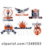 Clipart Of Sports Designs With Text And Basketballs Royalty Free Vector Illustration