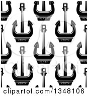 Clipart Of A Seamless Background Pattern Of Black And White Anchors 2 Royalty Free Vector Illustration