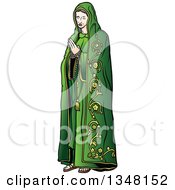 Poster, Art Print Of Virgin Mary In Green Praying