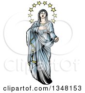 Poster, Art Print Of Virgin Mary In Blue With Stars