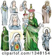 Poster, Art Print Of Virgin Mary In Different Poses