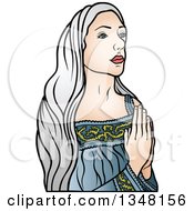 Poster, Art Print Of Virgin Mary In Blue Praying