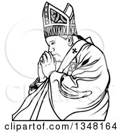 Poster, Art Print Of Black And White Pope Praying 2