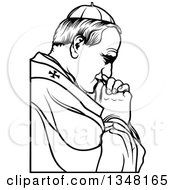 Poster, Art Print Of Black And White Pope Praying