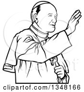 Poster, Art Print Of Black And White Pope Waving