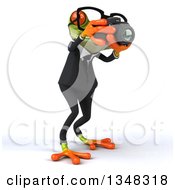 Clipart Of A 3d Bespectacled Green Business Frog Taking Pictures With A Camera Royalty Free Illustration