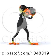 Clipart Of A 3d Green Business Frog Wearing Sunglasses And Taking Pictures With A Camera Royalty Free Illustration