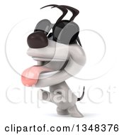 Clipart Of A 3d Jack Russell Terrier Dog Wearing Sunglasses And Standing On His Hind Legs Royalty Free Illustration