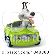 Clipart Of A 3d Jack Russell Terrier Dog Driving A Green Convertible Car Royalty Free Illustration