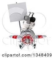 Clipart Of A 3d Jack Russell Terrier Dog Aviator Pilot Holding A Blank Sign Wearing Sunglasses And Flying A White And Red Airplane Royalty Free Illustration by Julos