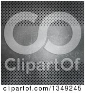 Poster, Art Print Of Perforated Metal Background With A Scratched Center