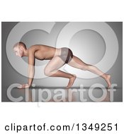 Clipart Of A 3d Fit Caucasian Man Stretching In A Yoga Pose On Gray 5 Royalty Free Illustration