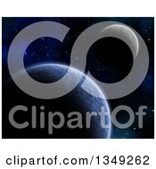 Clipart Of A Background Of 3d Fictional Planets In Outer Space Royalty Free Illustration