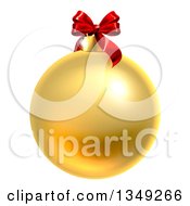 Poster, Art Print Of 3d Gold Christmas Bauble Ornament With A Red Bow