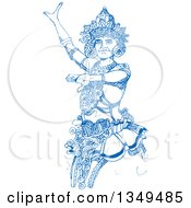Blue Sketched Hand Drawn Kandyan Dancer