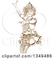 Brown Sketched Hand Drawn Kandyan Dancer