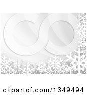Clipart Of A Gray Christmas Background Of Snowflakes And Waves Royalty Free Vector Illustration