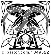 Black And White Celtic Knot Cranes Or Herons 4