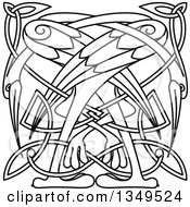 Poster, Art Print Of Black And White Lineart Celtic Knot Cranes Or Herons 4