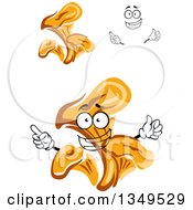 Clipart Of A Cartoon Face Hands And Chanterelle Mushrooms 2 Royalty Free Vector Illustration