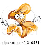Clipart Of A Cartoon Chanterelle Mushroom Character Holding Up A Finger Royalty Free Vector Illustration