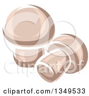 Poster, Art Print Of Cartoon Button Mushrooms
