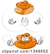 Clipart Of A Cartoon Face Hands And Buns With Sesame Seeds Royalty Free Vector Illustration