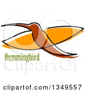 Poster, Art Print Of Sketched Brown And Orange Hummingbird And Text