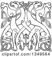 Poster, Art Print Of Black Outlined Celtic Wild Dog Knot 4