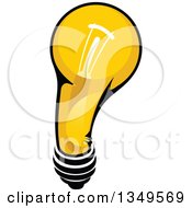 Clipart Of A Curving Yellow Light Bulb Royalty Free Vector Illustration
