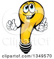 Clipart Of A Smart Yellow Light Bulb Character Royalty Free Vector Illustration