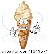 Clipart Of A Cartoon French Vanilla Ice Cream Waffle Cone Character Royalty Free Vector Illustration