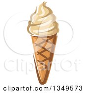 Clipart Of A Cartoon French Vanilla Ice Cream Waffle Cone Royalty Free Vector Illustration