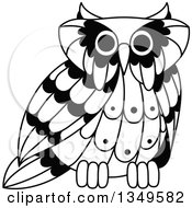 Clipart Of A Cute Black And White Owl Royalty Free Vector Illustration