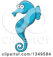 Poster, Art Print Of Cartoon Blue Seahorse
