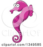 Poster, Art Print Of Cartoon Purple Seahorse
