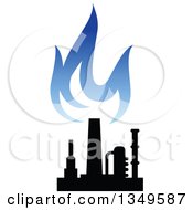 Poster, Art Print Of Black And Blue Silhouetted Natural Gas And Flame Design 2