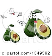 Clipart Of A Cartoon Face Hands And Avocados 2 Royalty Free Vector Illustration
