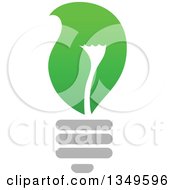 Clipart Of A Green Leaf Light Bulb Royalty Free Vector Illustration