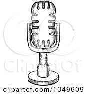 Clipart Of A Black And White Sketched Microphone Royalty Free Vector Illustration by Vector Tradition SM