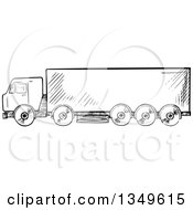 Poster, Art Print Of Black And White Sketched Big Rig Truck