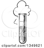 Clipart Of A Black And White Sketched Test Tube With A Cloud Royalty Free Vector Illustration by Vector Tradition SM