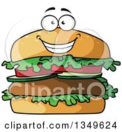 Clipart Of A Cartoon Happy Hamburger Character Royalty Free Vector Illustration
