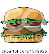 Clipart Of A Cartoon Hamburger Royalty Free Vector Illustration