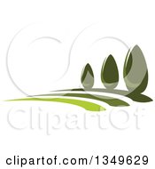 Clipart Of A Park With Green Shrubs On A Hill Royalty Free Vector Illustration