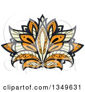 Poster, Art Print Of Beautiful Ornate Orange Pastel Yellow And Blue Henna Lotus Flower