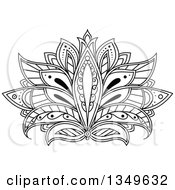 Poster, Art Print Of Beautiful Ornate Black And White Henna Lotus Flower