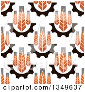 Seamless Background Pattern Of Gradient Wheat And Gears 4